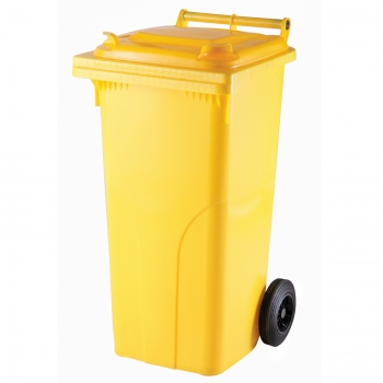 Pojemnik kubeł na odpady i śmieci ATESTY - żółty 120L