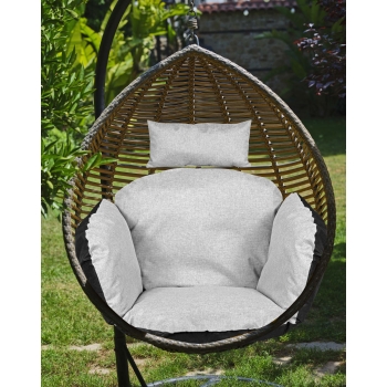 Poduszka ogrodowa 112x113 cm na krzesło wiszące bocianie gniazdo wodoodporna jasnoszara