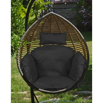 Poduszka ogrodowa 112x113 cm na krzesło wiszące bocianie gniazdo wodoodporna czarna