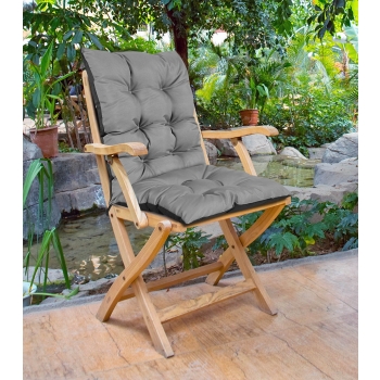 Poduszka ogrodowa 50x50x80 cm na krzesło wodoodporna szara