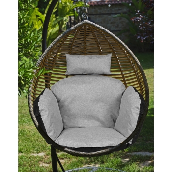 Poduszka ogrodowa 112x113 cm na krzesło wiszące bocianie gniazdo wodoodporna szara