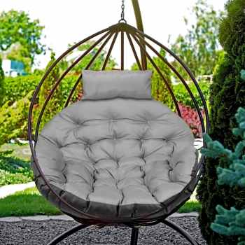 Poduszka ogrodowa 110 cm na krzesło wiszące bocianie gniazdo wodoodporna szara