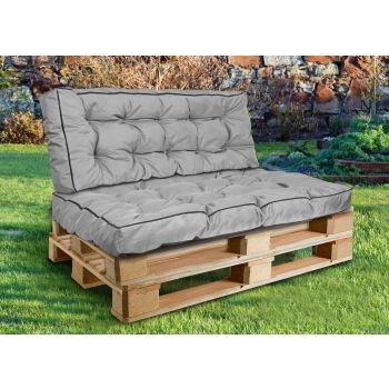 Poduszka ogrodowa 120x80 cm z wysokim bokiem na ławkę palety wodoodporna szara