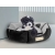 Legowisko dla psa 50 cm personalizowane rozbieralne antyslip welurowe szaro-czarne